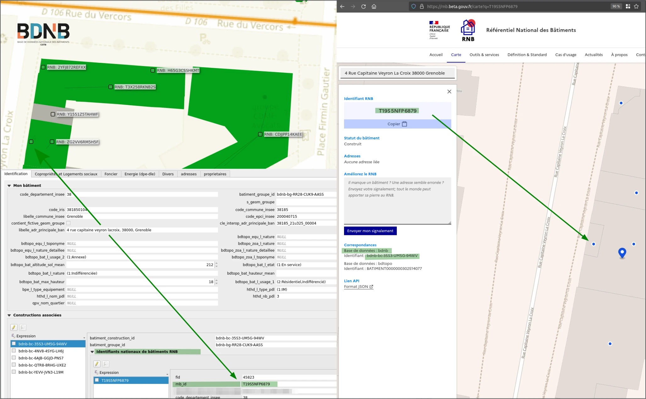 Batiments avec étiquette RNB